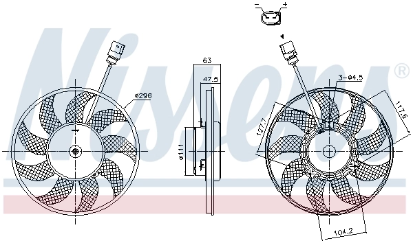 Wentylator elektryczny układu chłodzenia kompletny (silnik+wirnik) do Volkswagen Golf CD1, DA1