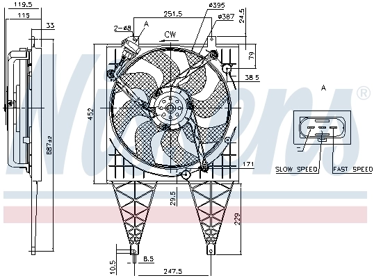 Wentylator elektryczny klimatyzacji kompletny (silnik+wirnik) Nissens 85797