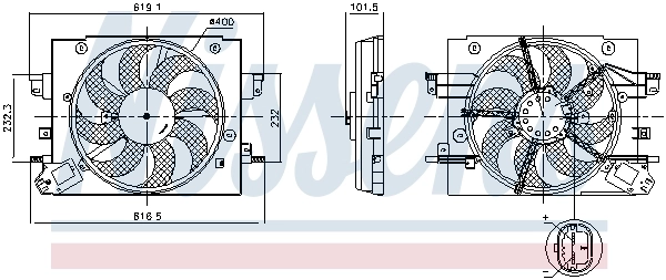 Wentylator elektryczny układu chłodzenia kompletny (silnik+wirnik) Nissens 850064