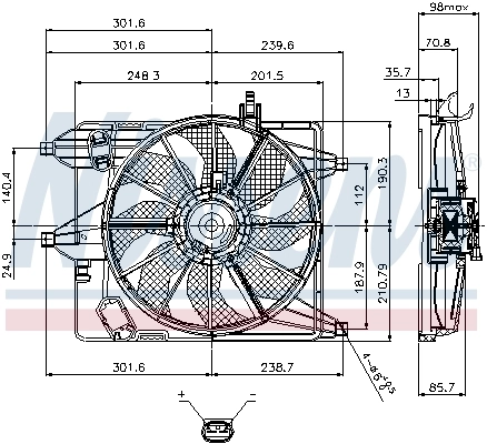 Dyfuzor chłodnicy, w komplecie z silnikiem i wirnikiem 7700436917 Nissan/Infiniti