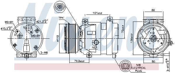 Sprężarka klimatyzacji Nissens 89267 cena, od 106,71 USD