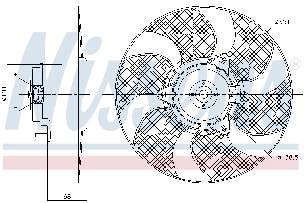 Wentylator elektryczny układu chłodzenia kompletny (silnik+wirnik) do Volkswagen Caddy II 9U7