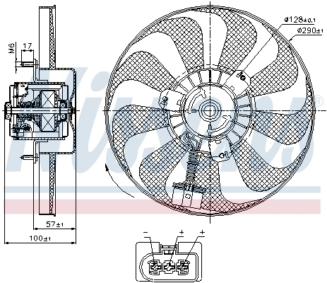 85684 Nissens Wentylator elektryczny układu chłodzenia, kompletny (silnik+wirnik) prawy