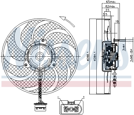 Wentylator elektryczny układu chłodzenia kompletny (silnik+wirnik) Nissens 85541