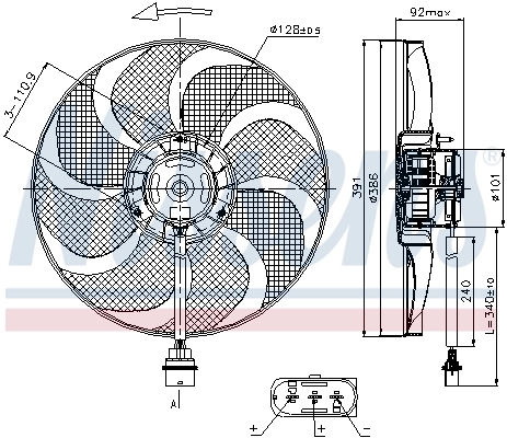 Wentylator elektryczny układu chłodzenia kompletny (silnik+wirnik) Nissens 85690