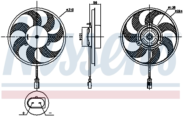Wentylator elektryczny klimatyzacji kompletny (silnik+wirnik) Nissens 850030