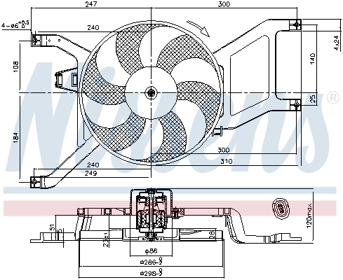 Wentylator elektryczny układu chłodzenia kompletny (silnik+wirnik) Nissens 85714