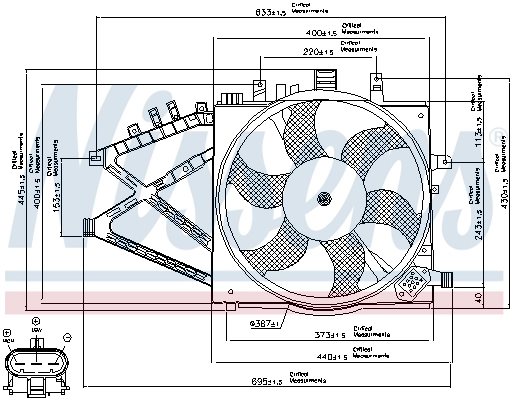 Wentylator elektryczny układu chłodzenia kompletny (silnik+wirnik) Nissens 85190
