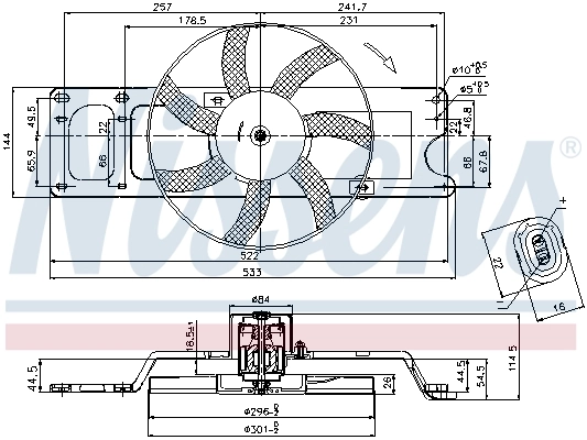 Wentylator elektryczny układu chłodzenia kompletny (silnik+wirnik) Nissens 85712