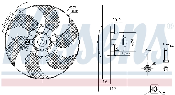 Wentylator elektryczny układu chłodzenia kompletny (silnik+wirnik) Nissens 85658