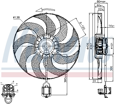Wentylator elektryczny układu chłodzenia kompletny (silnik+wirnik) Nissens 85748