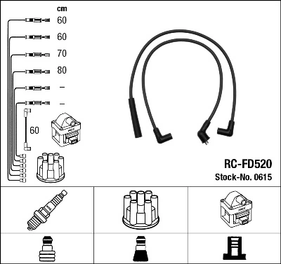 Zestaw przewodów wysokiego napięcia do Ford Sierra II GBC,GBG