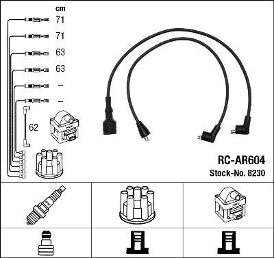 Zestaw przewodów wysokiego napięcia Alfa Romeo 33 hatchback (905) (1983 - 1993) cena, od 56,59 USD