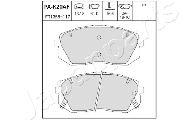 PAK20AF Japan Parts Klocki hamulcowe przednie tarczowe