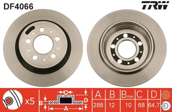 Tarcza hamulcowa tylna TRW DF4066 cena, od 48,21 USD