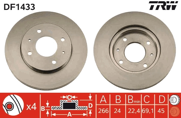 Tarcza hamulcowa przednia Mitsubishi Galant 5 E1A