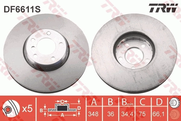 DF6611S TRW Tarcza hamulcowa przednia