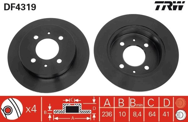 Tarcza hamulcowa tylna Mitsubishi Lancer V sedana (CB, CD, CE) (1991 - 1996) cena, od 35,46 USD