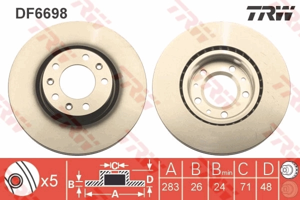DF6698 TRW Tarcza hamulcowa przednia