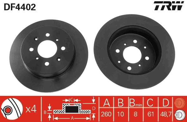 Tarcza hamulcowa tylna Honda Civic VII hatchback (EU, EP, EV) (2000 - 2006) cena, od 40,20 USD