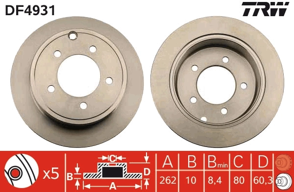 Tarcza hamulcowa tylna 5105515AA Mitsubishi