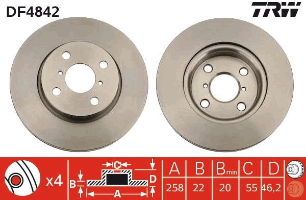 Tarcza hamulcowa przednia 435120D060000 Daihatsu
