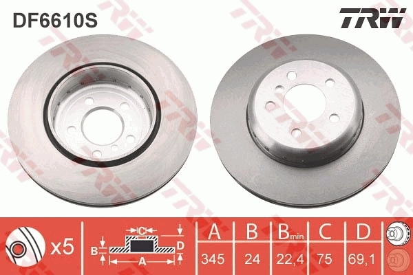 DF6610S TRW Tarcza hamulcowa tylna