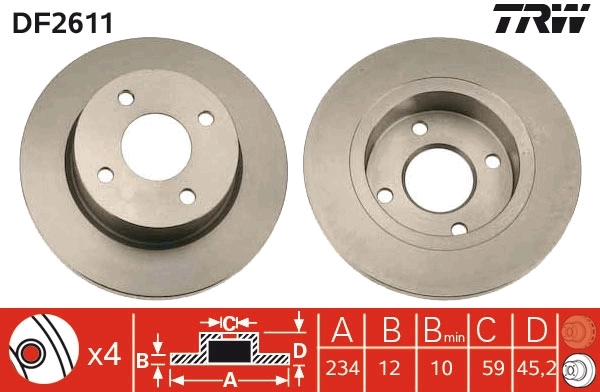 Tarcza hamulcowa przednia do Nissan Micra  K11