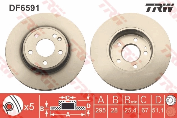DF6591 TRW Tarcza hamulcowa przednia