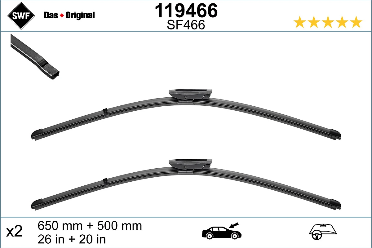 Do koszyka Pióro wycieraczki szyby przedniej, zestaw (2 szt.) Opel Zafira C P12