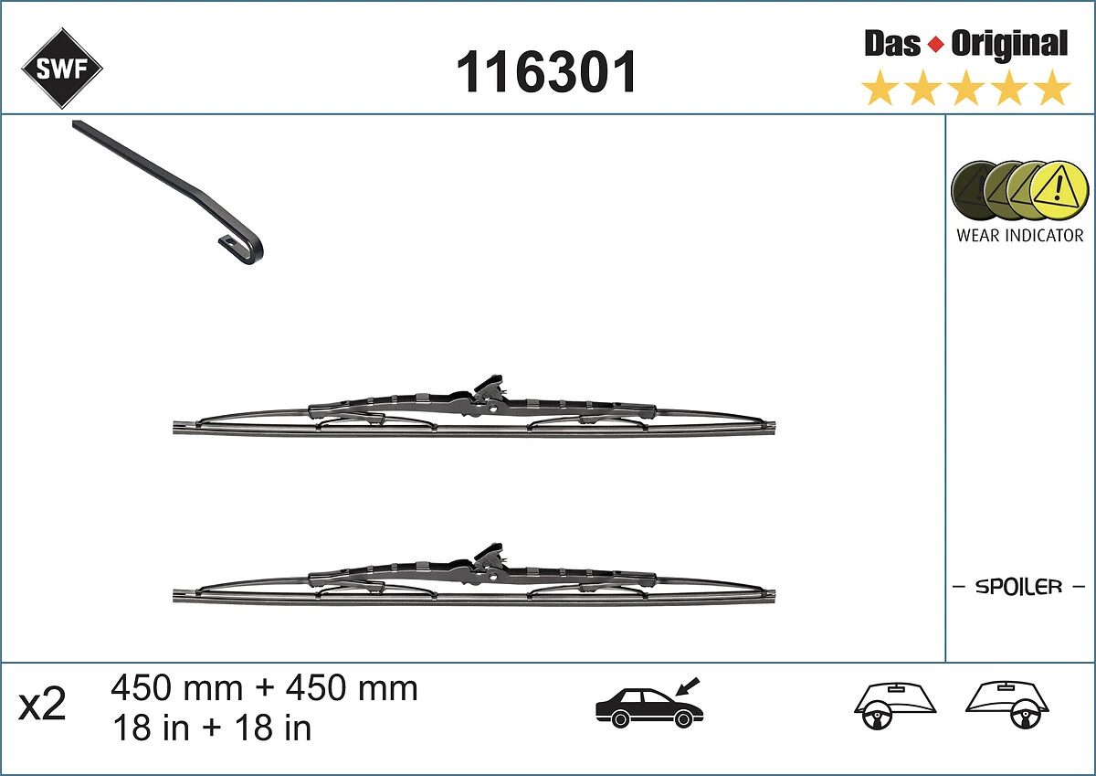 Pióro wycieraczki szyby przedniej, zestaw (2 szt.) do Opel Astra G F69