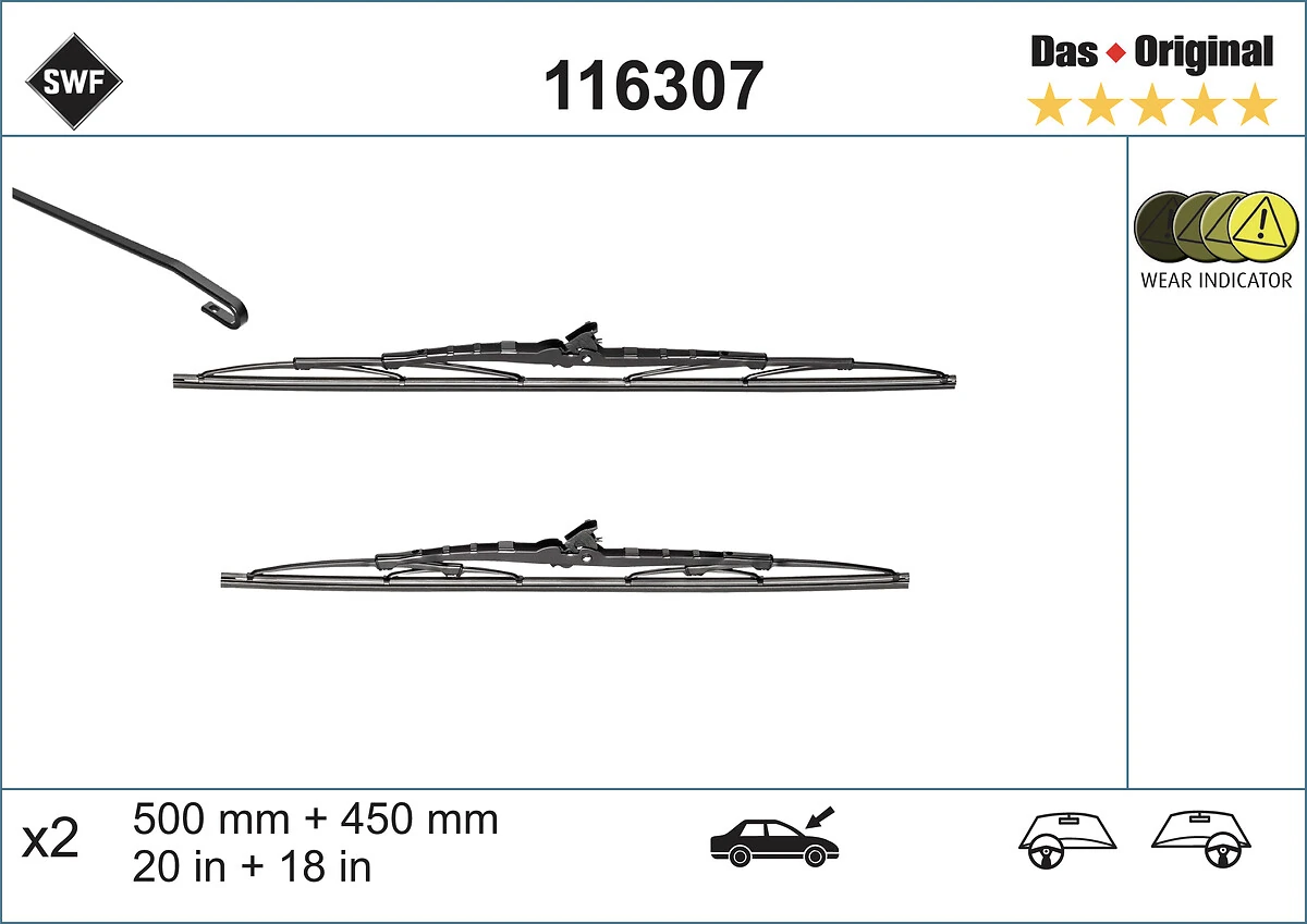 Do koszyka Pióro wycieraczki szyby przedniej, zestaw (2 szt.) Hyundai Accent I 