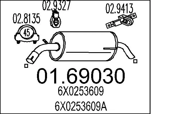 Tłumik, tylna część do Volkswagen Lupo 6X, 6E