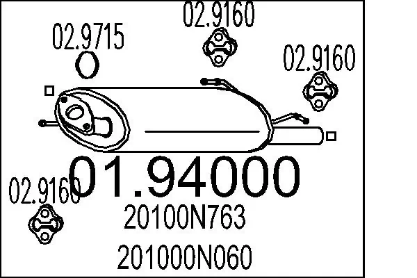 Tłumik, tylna część do Nissan Almera N15
