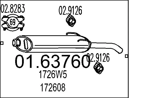 Tłumik, tylna część do Peugeot 205 741A, C