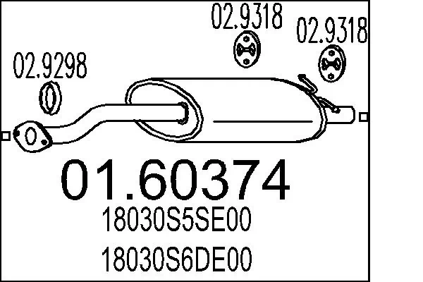 Tłumik, tylna część Honda Civic 7 EU, EP, EV