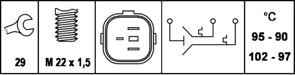  Czujnik temperatury płynu chłodzącego (włączenia wentylatora chłodnicy) Skoda Felicia 1