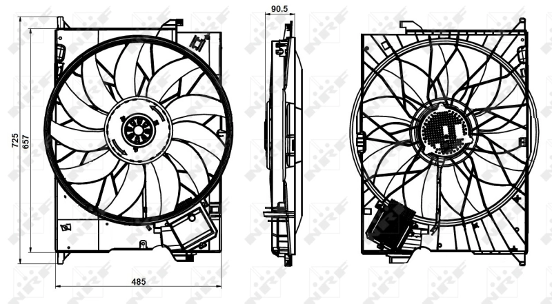 Wentylator elektryczny układu chłodzenia kompletny (silnik+wirnik) do Mercedes E  W211