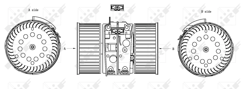 Silniczek wentylatora nagrzewnicy (ogrzewacza wnętrza) 34161 NRF