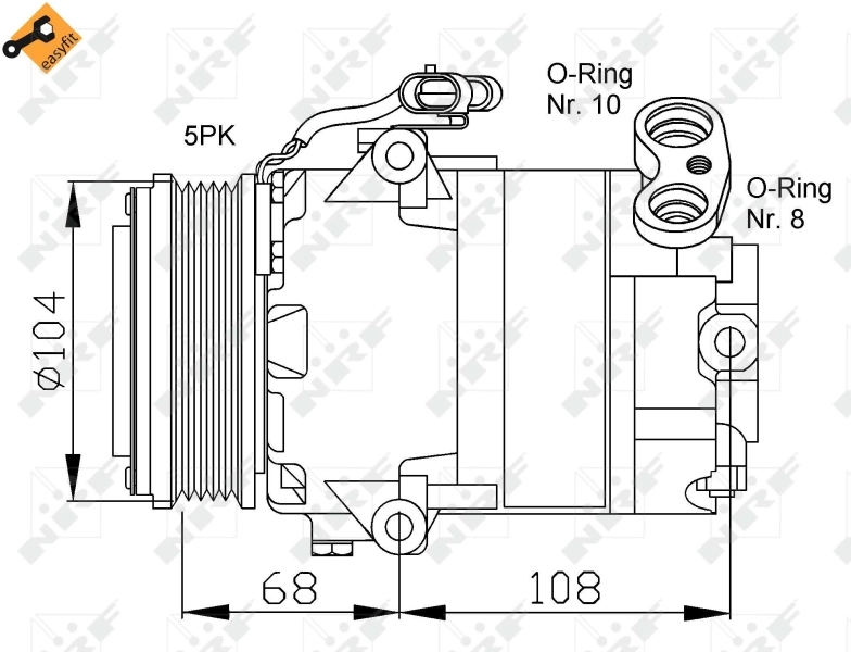 Do koszyka 32080 NRF Sprężarka klimatyzacji