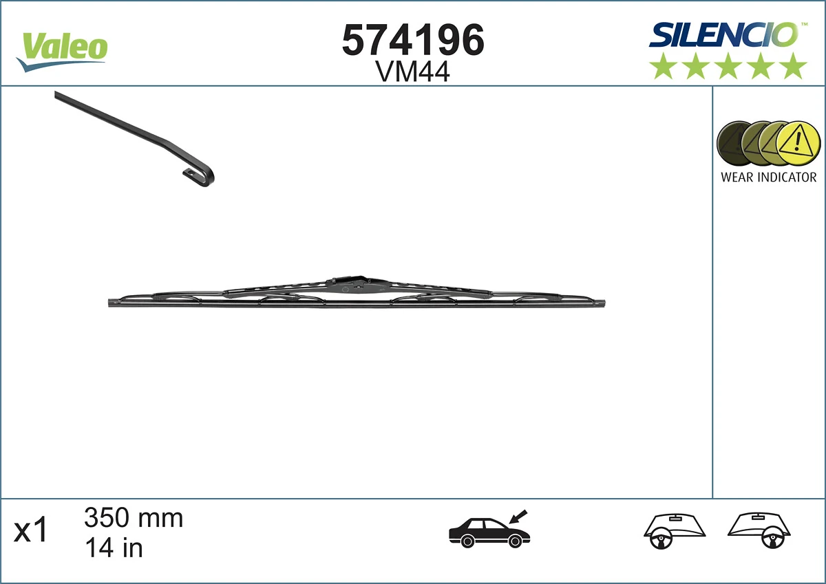 Pióro wycieraczki szyby przedniej pasażera VALEO 574196 cena, od 7,97 USD