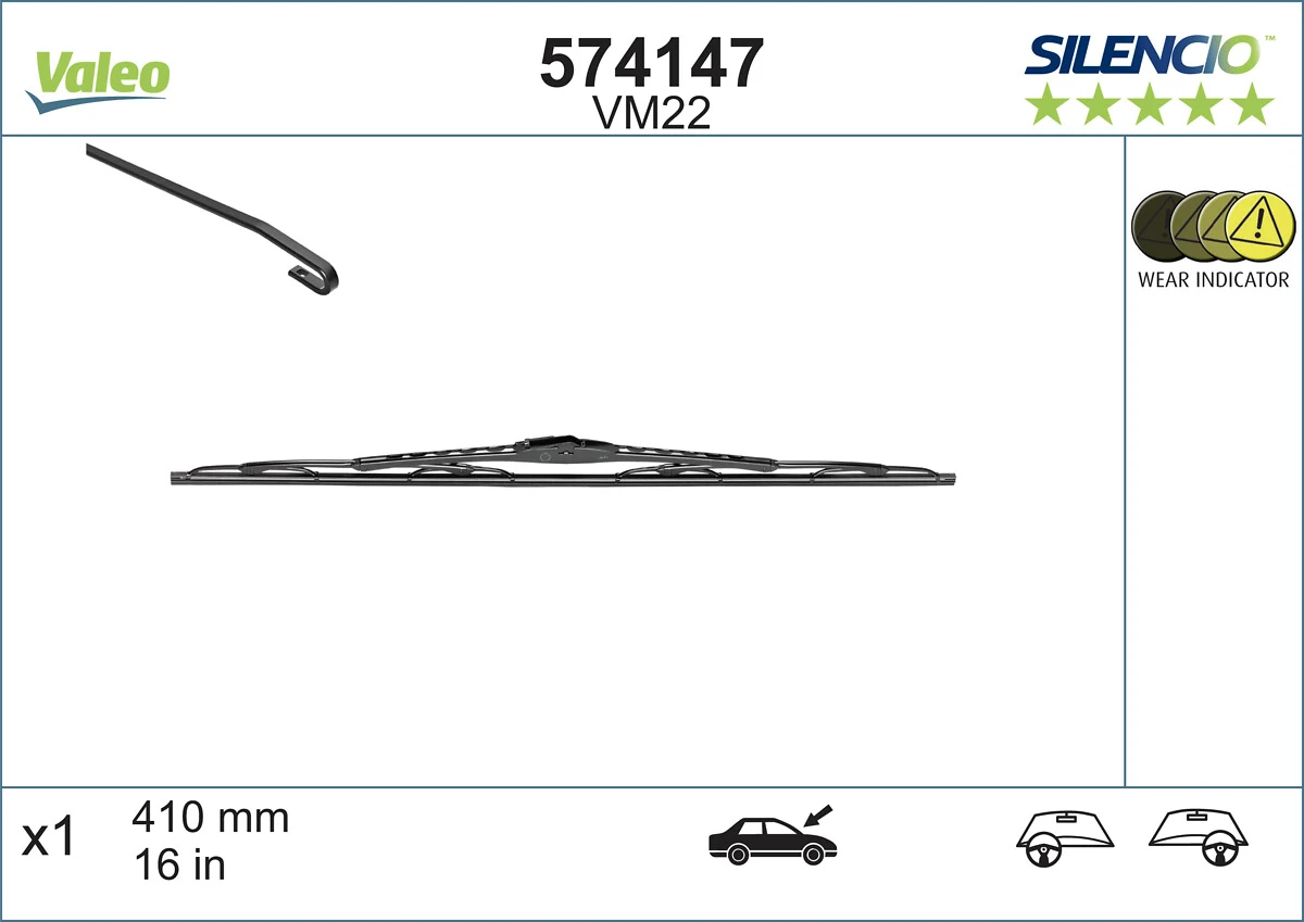 Pióro wycieraczki szyby przedniej pasażera VALEO 574147 cena, od 16,80 USD