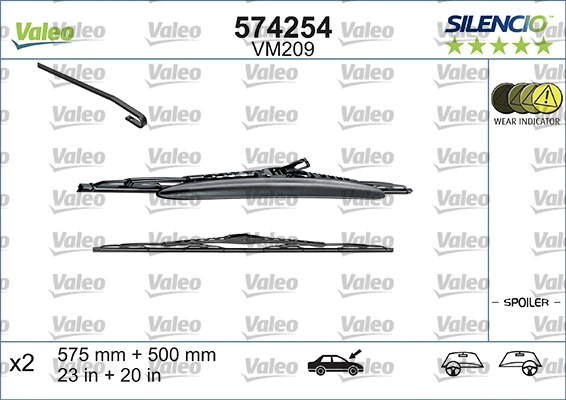Pióro wycieraczki szyby przedniej, zestaw (2 szt.) VALEO 574254 cena, od 25,81 USD