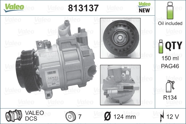 Sprężarka klimatyzacji VALEO 813137 cena, od 270,71 USD
