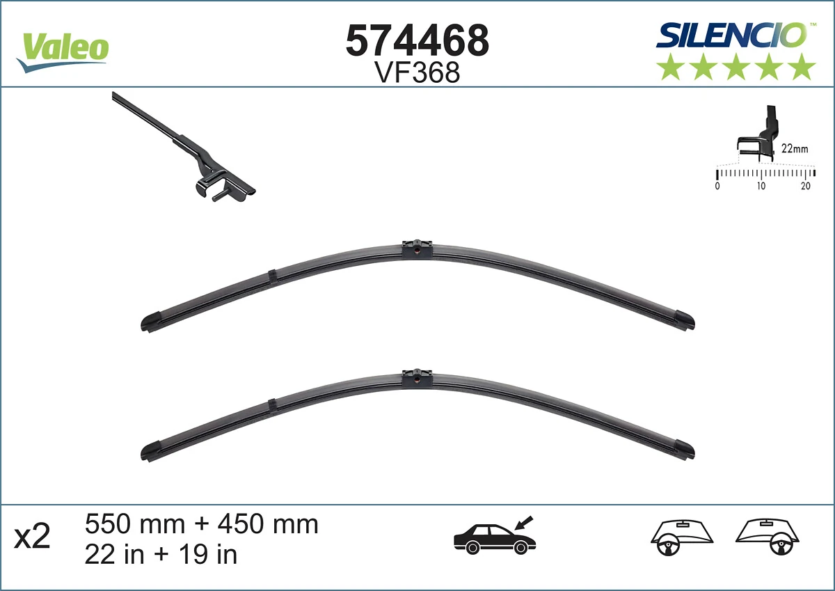 Pióro wycieraczki szyby przedniej, zestaw (2 szt.) 574468 VALEO