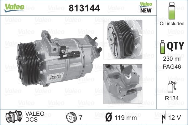 Sprężarka klimatyzacji VALEO 813144 cena, od 335,14 USD
