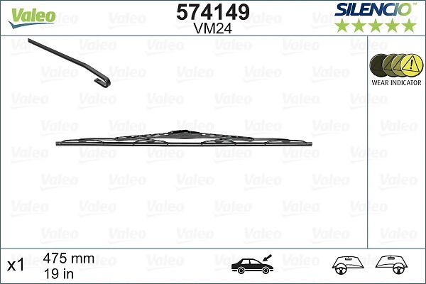 Pióro wycieraczki szyby przedniej pasażera VALEO 574149 cena, od 19,38 USD