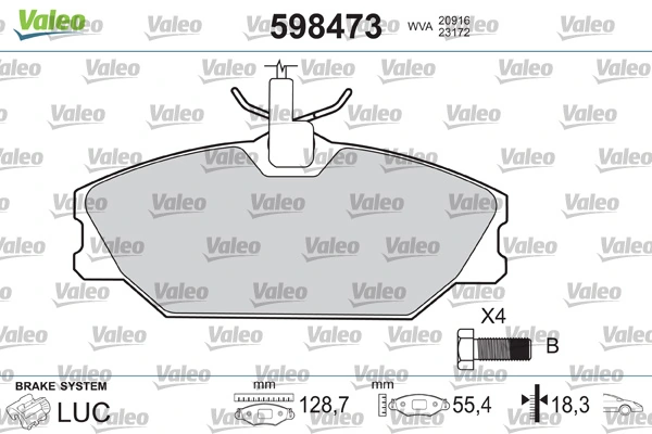 598473 VALEO Klocki hamulcowe przednie tarczowe