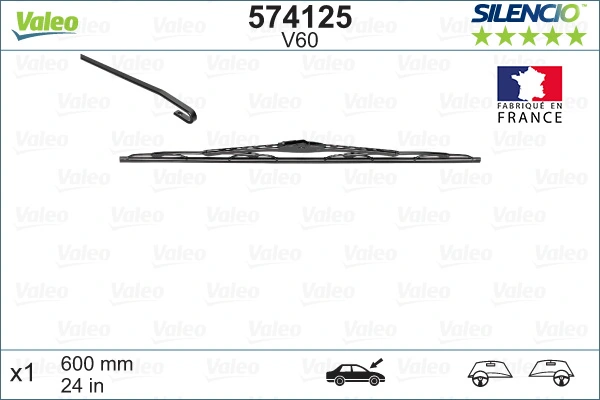 Pióro wycieraczki szyby przedniej, zestaw (2 szt.) VALEO 574125