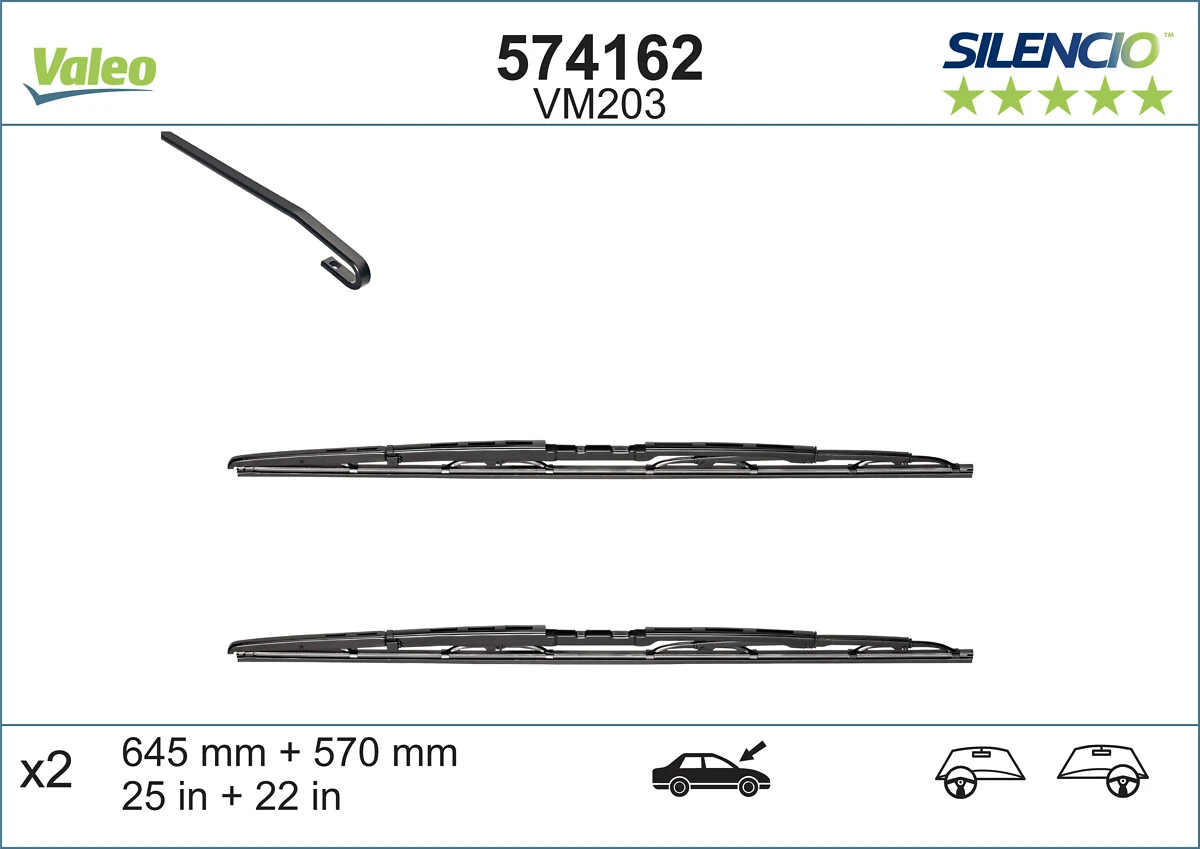 Pióro wycieraczki szyby przedniej, zestaw (2 szt.) VALEO 574162 cena, od 31,18 USD